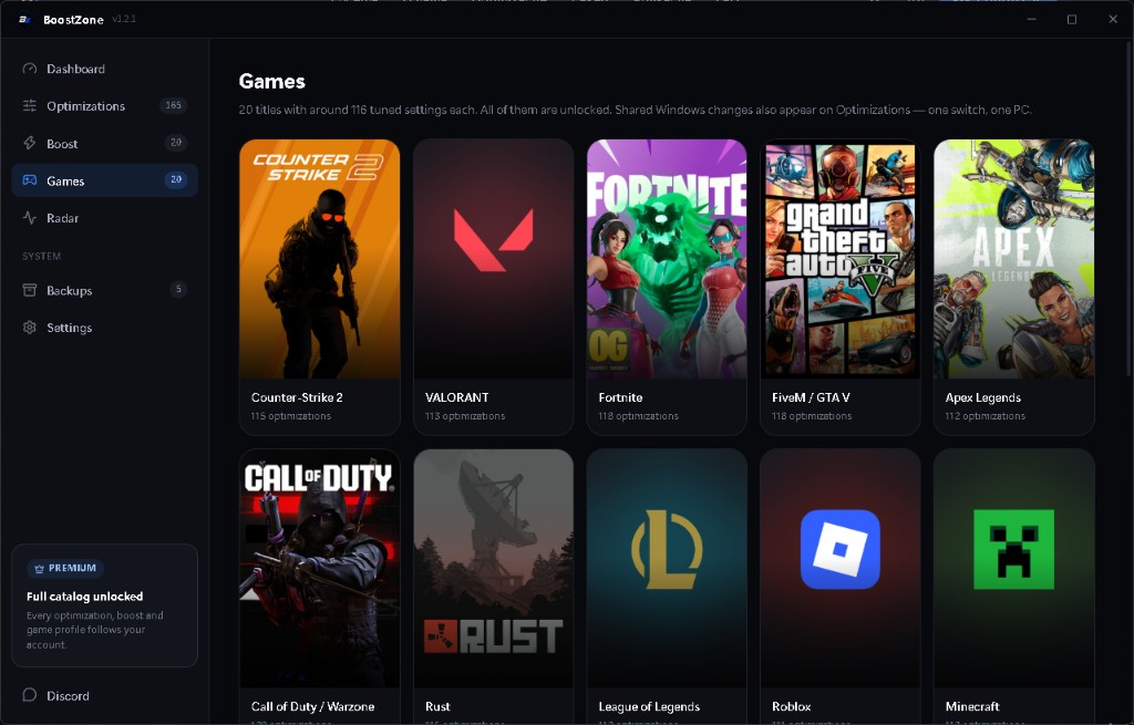 BoostZone aplikacija — Games